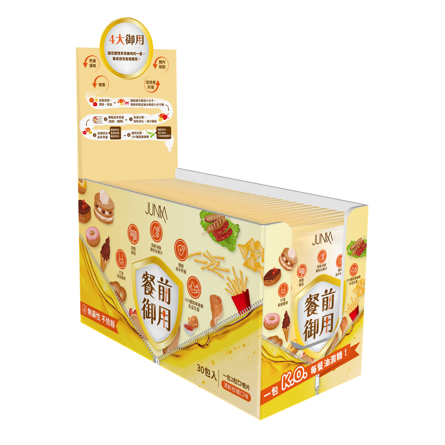 餐前御用™口嚼片(Premeal Block™) 1盒30包 - K.O.每餐油澱糖!