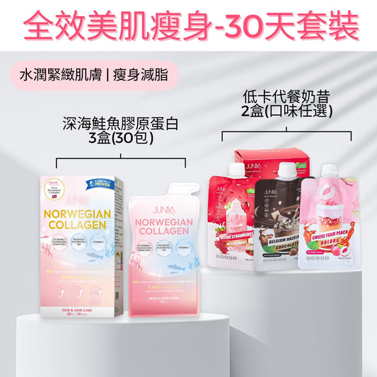 【美肌抗老瘦身1個月套裝】代餐2盒+膠原蛋白飲3盒